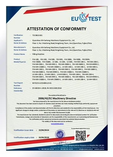 EU TEST CE Attestation of Conformity (LVD Directive)