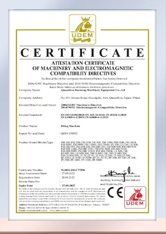 CE Certificate of Machinery & Electrical Safety